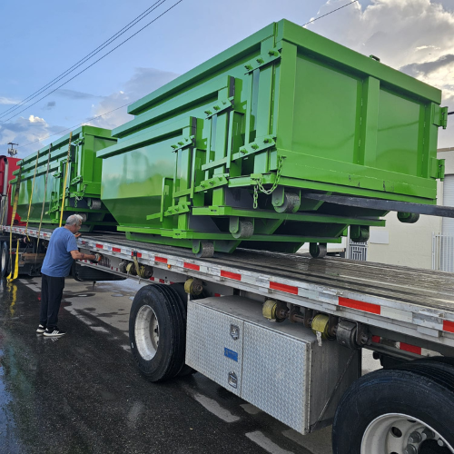 20-yard dumpster positioned on a construction site, ideal for construction debris and large clean-outs.